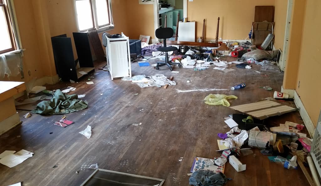 Cluttered Christchurch home being cleared during a compassionate hoarding cleanup